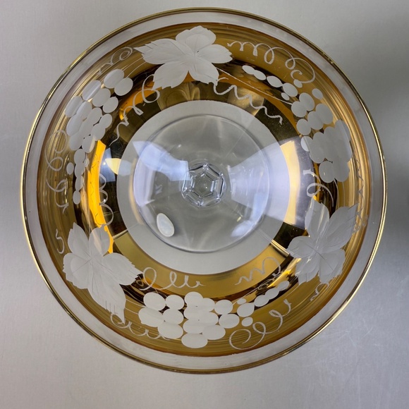 Vintage Gold Cut-to-Clear Crystal Coupes – Western Germany – Set of 2 - Picture 5 of 16